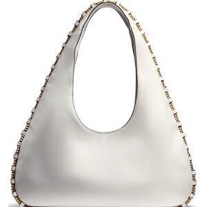 Donna Karan White Hobo Bag with Gold Accents